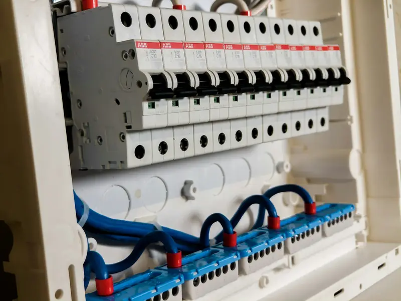 A row of circuit breakers